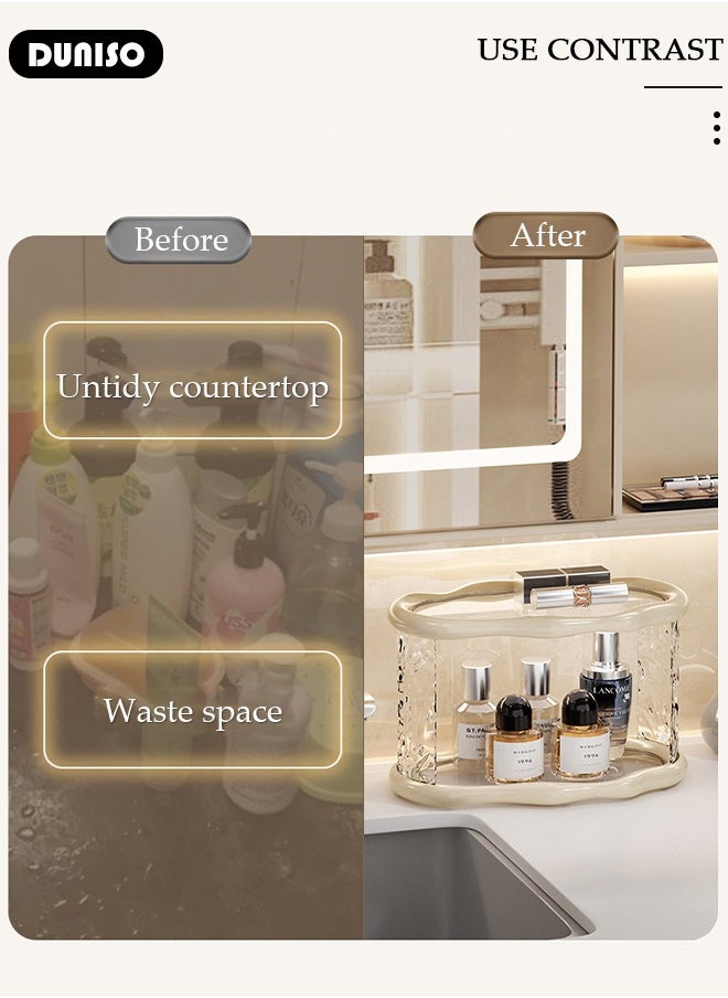 DUNISO 2-Tire Countertop Organizer,Make Up Counter Shelf Cosmetic Display Tray,Acrylic Bathroom Organizer Countertop Vanity Organizer,Kitchen Spice Counter Organizers  - Image 3
