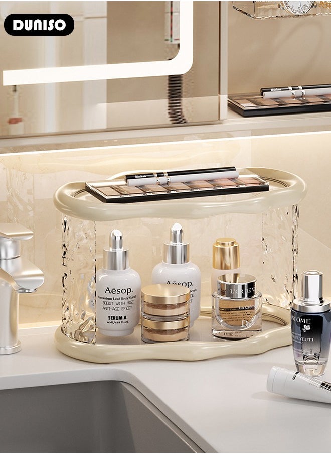 DUNISO - 2-Tire Countertop Organizer,Make Up Counter Shelf Cosmetic Display Tray,Acrylic Bathroom Organizer Countertop Vanity Organizer,Kitchen Spice Counter Organizers - Image 1