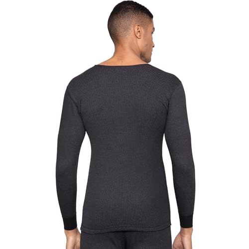 sporto Macho Men's Ultima Plus Round Neck Fullsleeve Thermal TopSuper Combed Cotton Rich Regular Fit Body Warmer top | Soft, Breathable & Naturally Insulated Winter Undershirt Black - Image 5