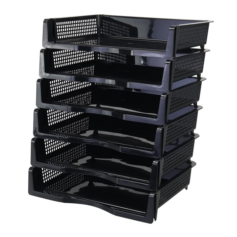 Ggbin 6 Tier Desktop A4 Paper Storage Tray Stackable File Organizer Trays Black