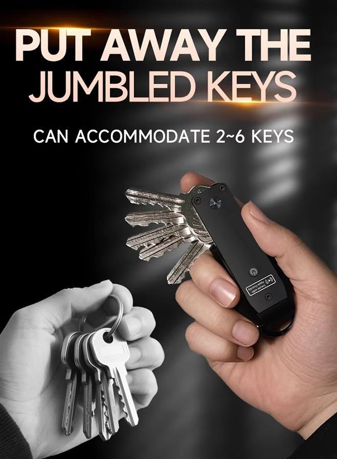 سلسلة مفاتيح سيارة مزودة برقاقات AirTag مدمجة، تتسع من 2 إلى 6 مفاتيح، مزودة بنظام تحديد المواقع العالمي (GPS)، أداة البحث عن المفاتيح، حامل مفاتيح للرجال والنساء - Image 5