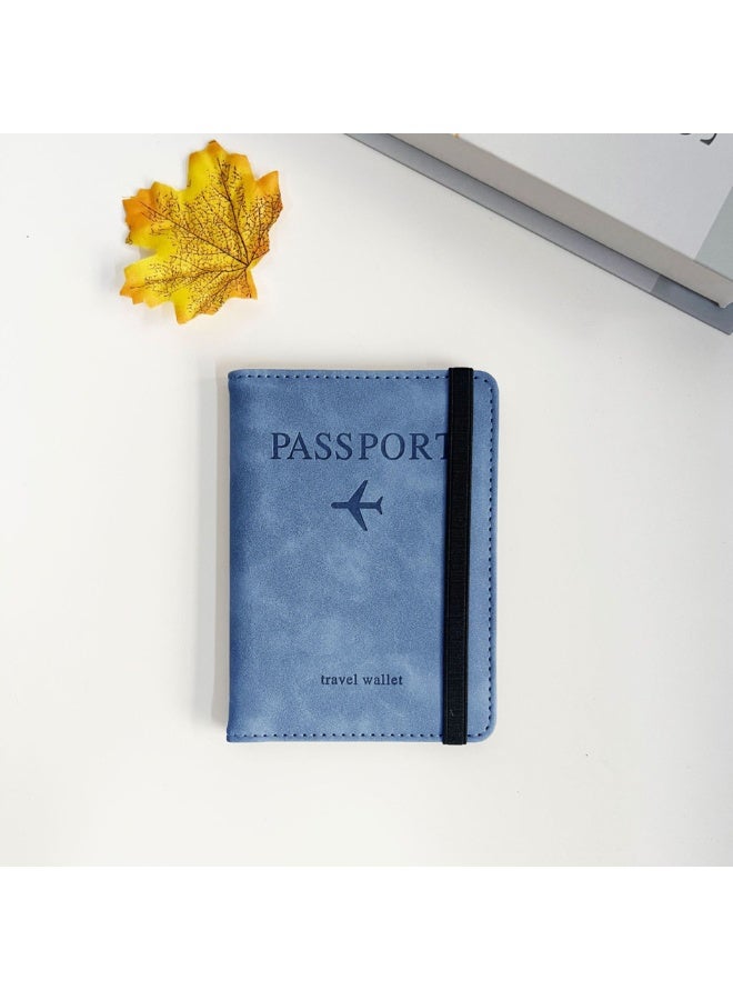 حامل جواز السفر حالة غطاء المحفظة ، حالة جواز السفر مع حظر RFID ، حامل وثيقة السفر الجلدية PU للرجال والنساء إكسسوارات السفر (البحر الأزرق) - Image 1