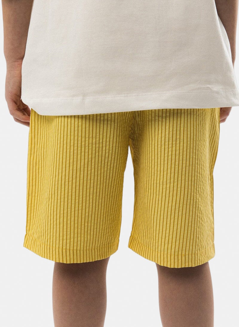 In Your Shoe Yellow Striped Kids Boxer Shorts - Image 2