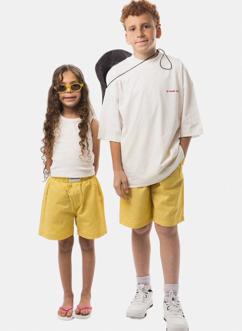 In Your Shoe Yellow Striped Kids Boxer Shorts - Image 3
