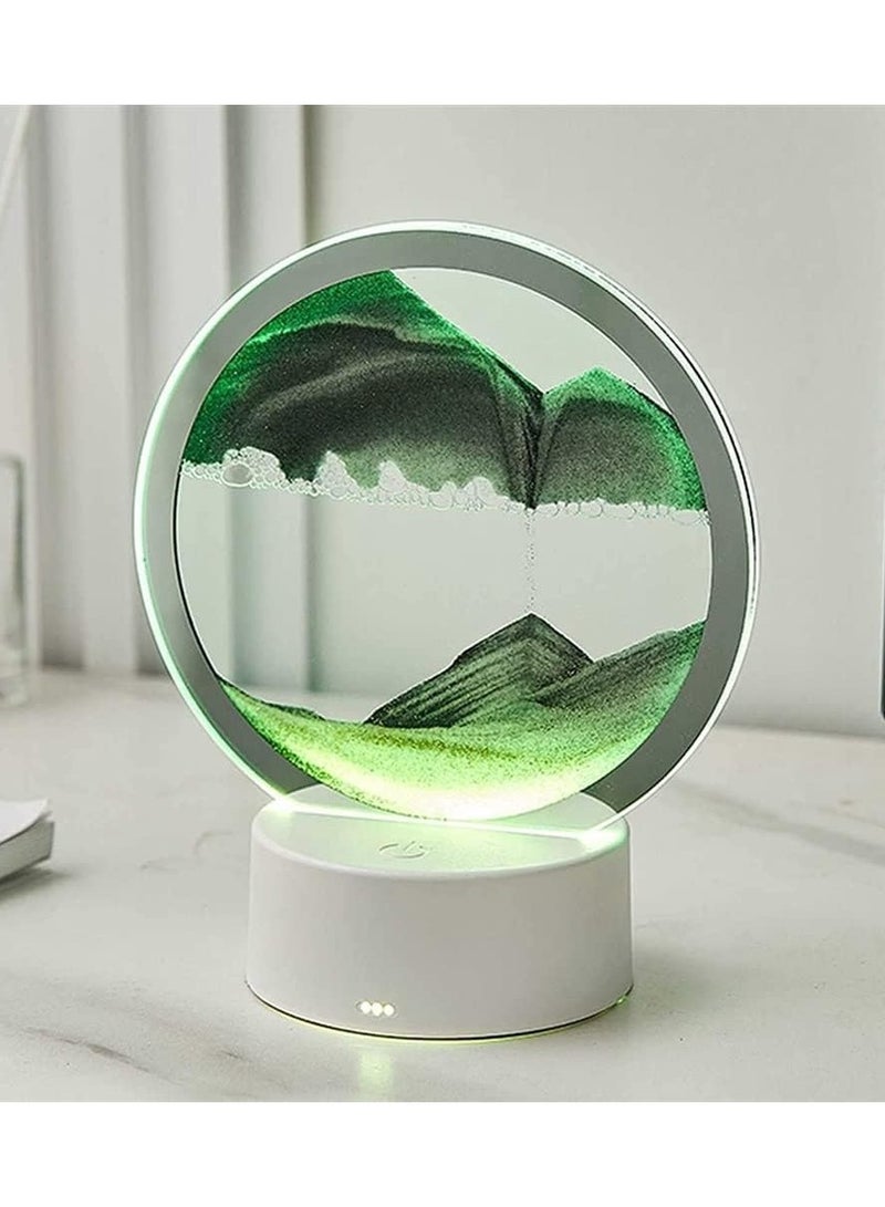 DubaiGallery مصباح مكتب رسم رمل ثلاثي الأبعاد مع زجاج دائري ومناظر رملية متحركة مع ضوء LED - Image 2