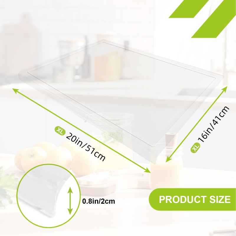 MEWSDEN Acrylic Cutting Board with Juice Groove, Clear Cutting Board with Counter Lip, Cutting Boards for Countertop Protector, Non-Slip Dough Mat, Kitchen Decor Gadgets House Warming Gifts(20"x16") - Image 3