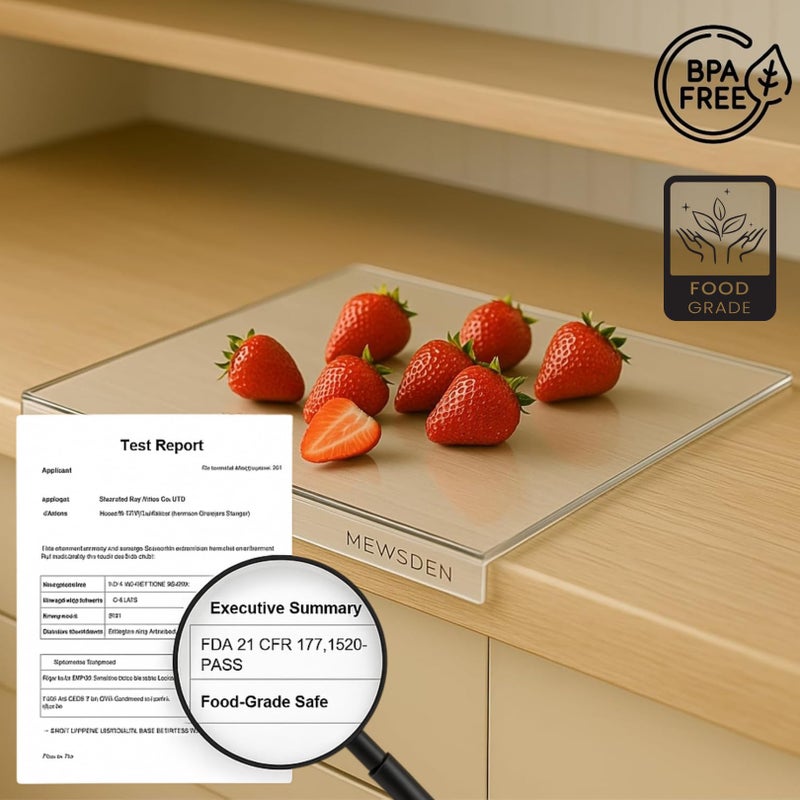 MEWSDEN Acrylic Cutting Board with Juice Groove, Clear Cutting Board with Counter Lip, Cutting Boards for Countertop Protector, Non-Slip Dough Mat, Kitchen Decor Gadgets House Warming Gifts(20"x16") - Image 5
