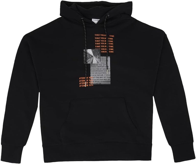 CEDRO هودي جرافيك كبير للرجال من سيدرو باللون الأسود - Image 1