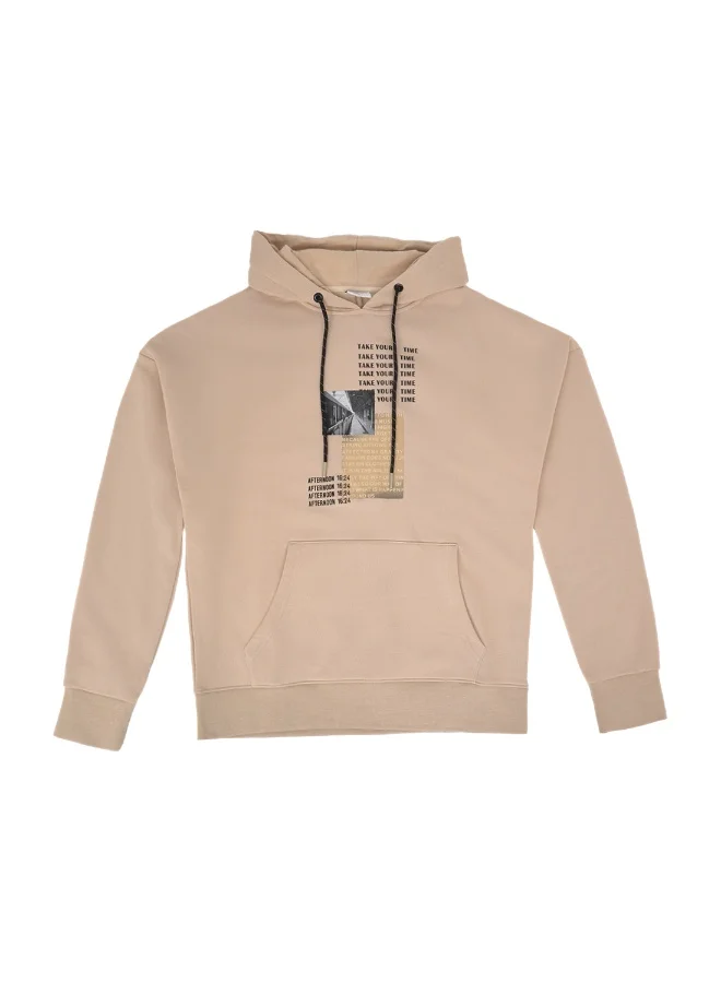 سيدرو Cedro Men's Oversize Graphic Hoodie in Beige