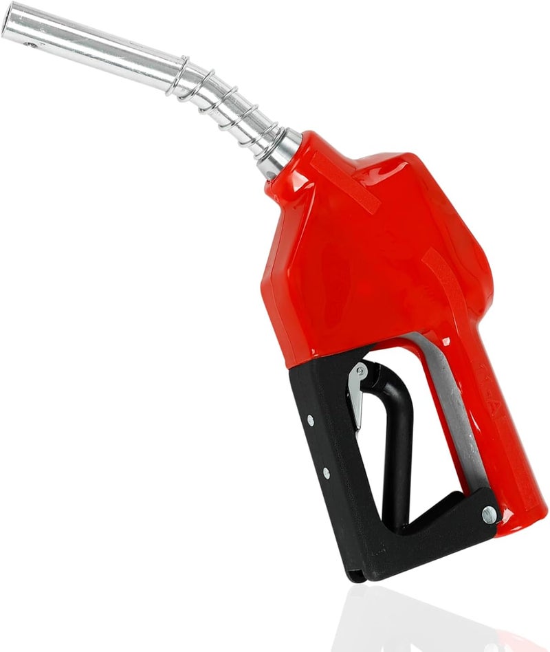 EASYBERG 3/4" NPT Auto Fuel Nozzle, Auto Shut Off Fuel Nozzle with 3-speed Padlock, Spout 13/16" for Gasoline, Diesel, Biodiesel and Kerosene, Red - Image 1