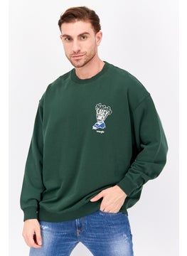 Wrangler Men Crew Neck Long Sleeve Graphic Print Sweatshirt, Green  - Image 1