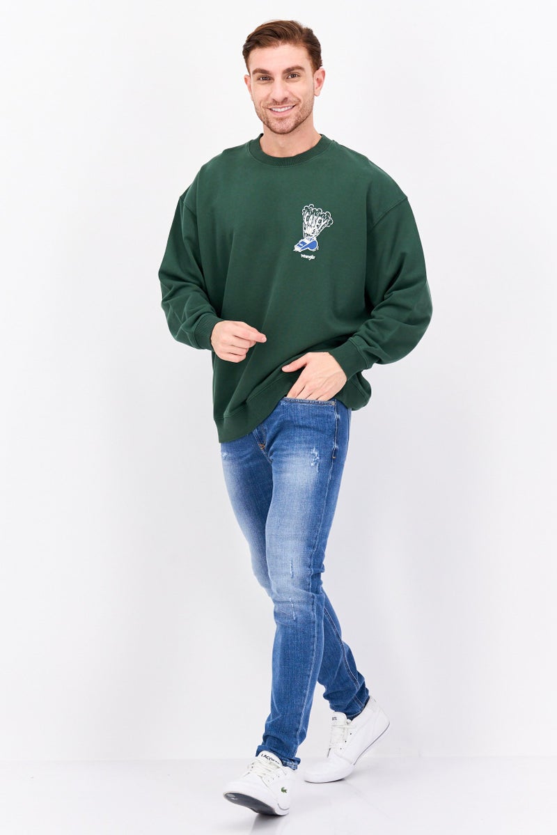 Wrangler Men Crew Neck Long Sleeve Graphic Print Sweatshirt, Green - Image 4