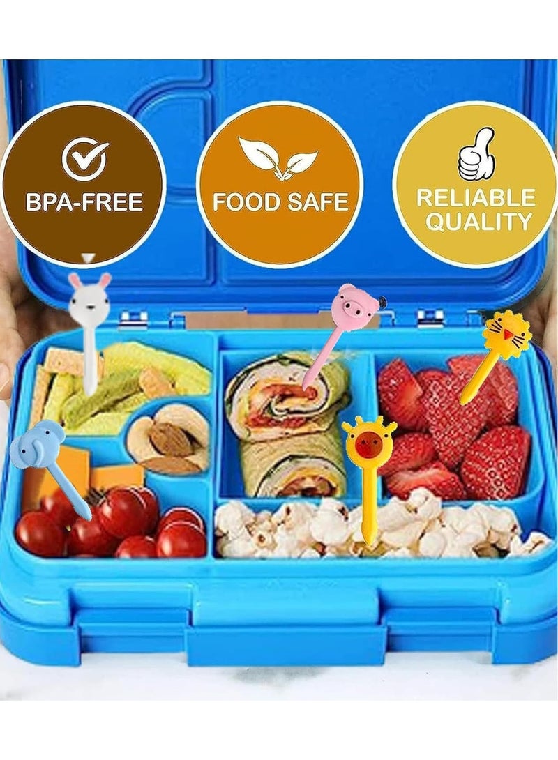 Kids Lunch Box School Bento Box, BPA Free Leak Proof 4/6 Compartment Lunch Container with Animal Fork, Back to School Season Kids Bento Lunch Box, Dishwasher Safe (Blue) - Image 4