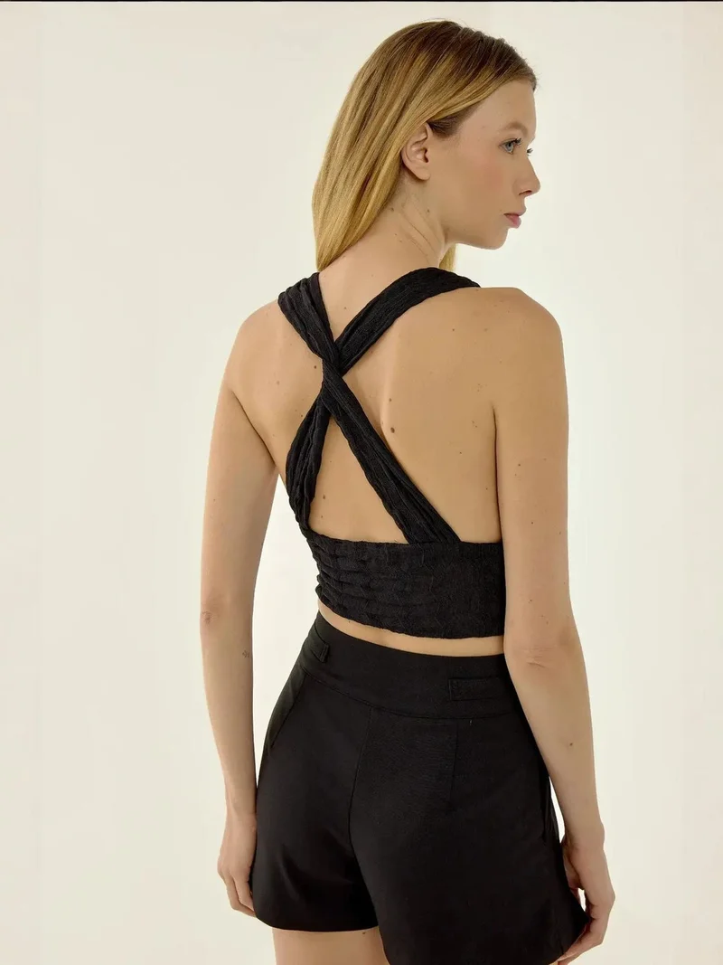 HICCUP V- Neck Cross Back Crop Top