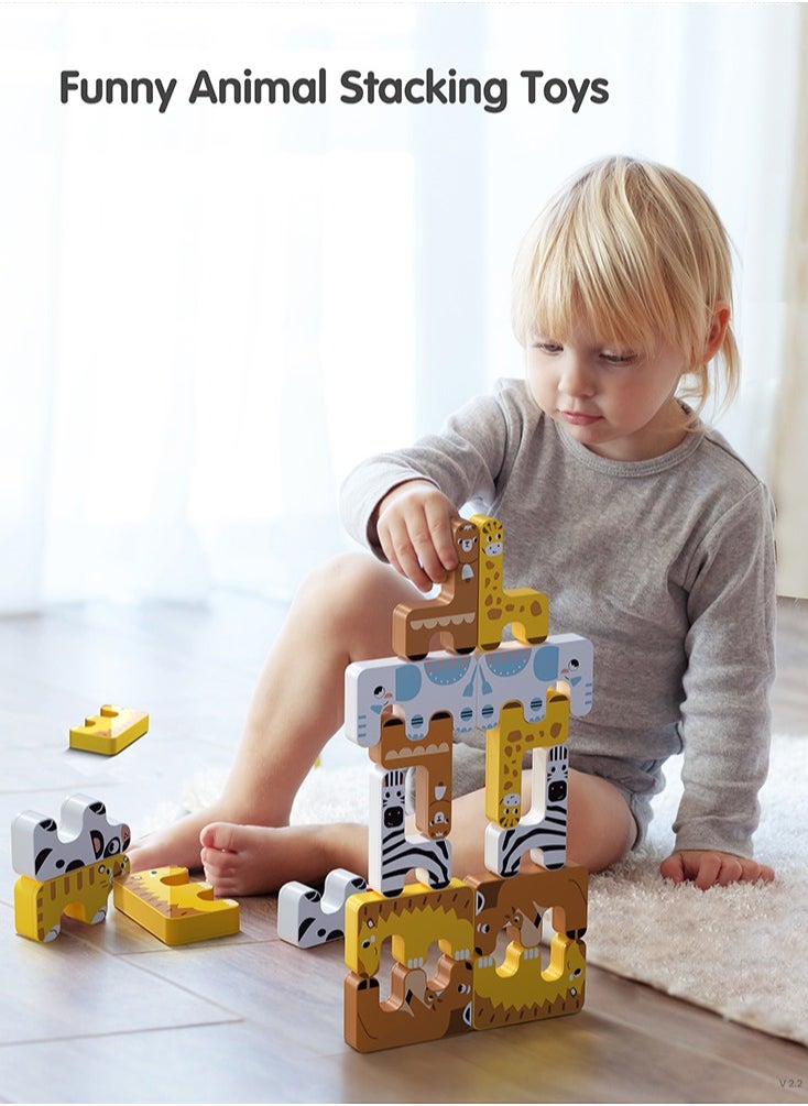 TUMAMA KIDS Animals Stacking Game (brown/yellow/white) 15 pieces  - Image 3