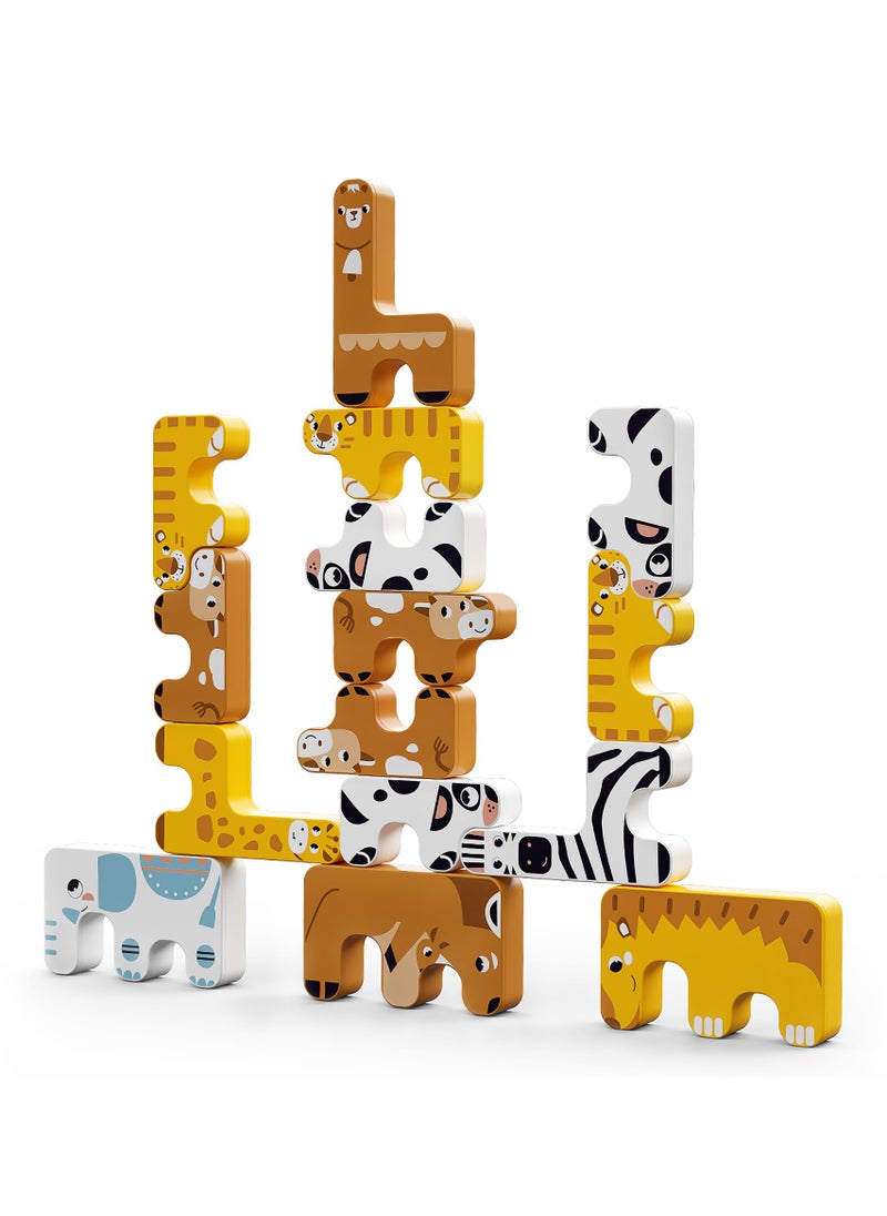 TUMAMA KIDS Animals Stacking Game (brown/yellow/white) 15 pieces  - Image 1