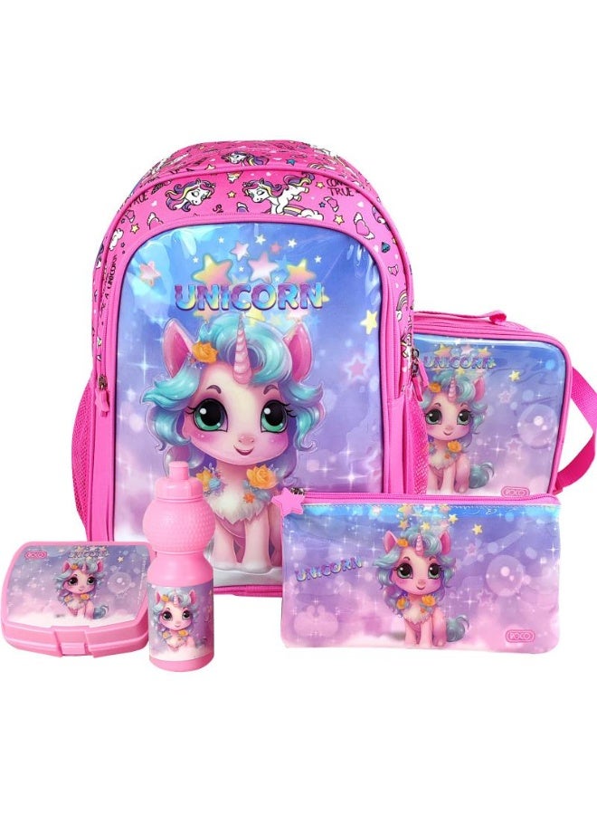 Unicorn Backpack with Accessory Pink 30x17cm