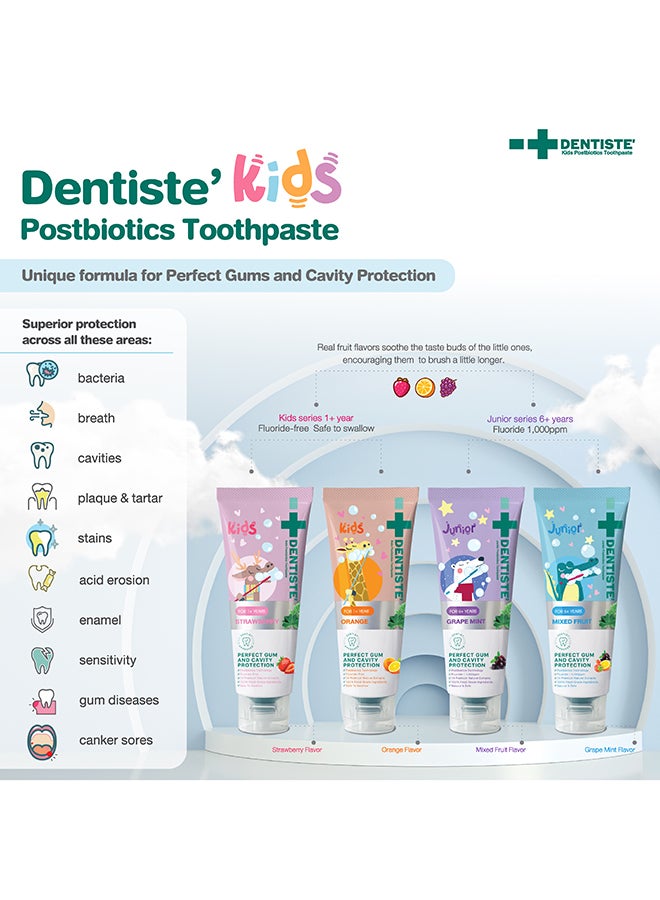 DENTISTE Junior Postbiotics Toothpaste 60G. Mixed Fruit Flavour - For Kids Of Age 6+. - Image 2