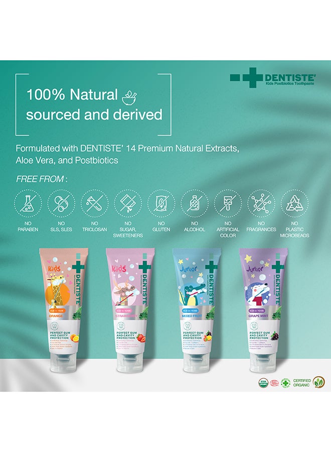 DENTISTE Junior Postbiotics Toothpaste 60G. Mixed Fruit Flavour - For Kids Of Age 6+. - Image 4