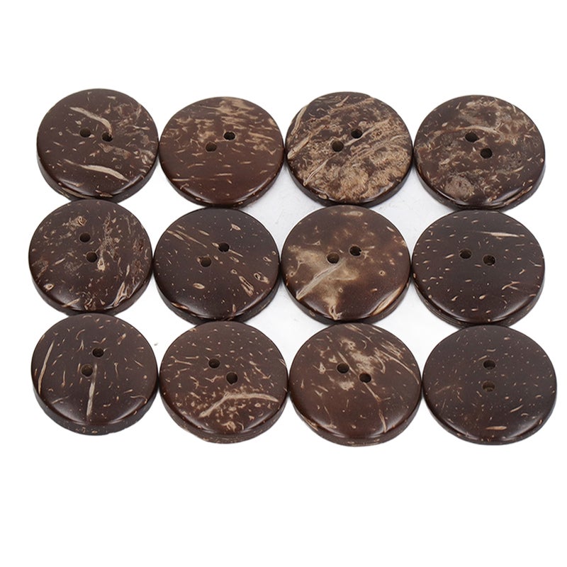 50pcs Wooden Buttons Round Coconut Texture Double Hole Composite Wood 25mm DIY Sewing Buttons for Art Project - Image 4