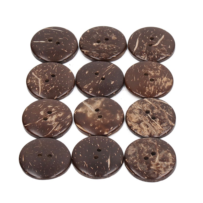 50pcs Wooden Buttons Round Coconut Texture Double Hole Composite Wood 25mm DIY Sewing Buttons for Art Project - Image 2