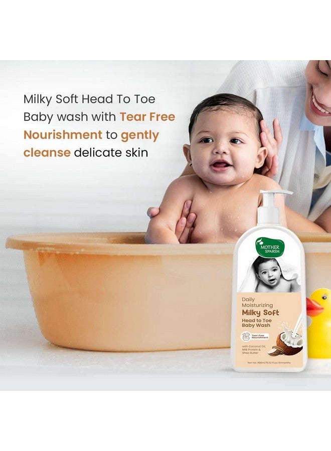 موذر سبارش غسول الجسم ميلكي سوفت من الرأس إلى القدمين للأطفال - 400 مل مع بروتين الحليب وزبدة الشيا | غسول الجسم الطبيعي 2 في 1 للأطفال بدون دموع - Image 5