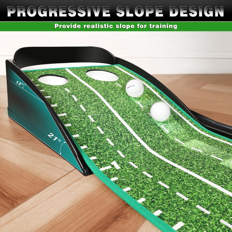 CHAMPKEY Premium Golf Putting Green Indoor with 3 Golf Putting Gates - Improves Putting Accuracy and Skill Levels Golf Putting Mat - Ideal for Indoor and Outdoor Training(Dual Hole - Plastic) - Image 3