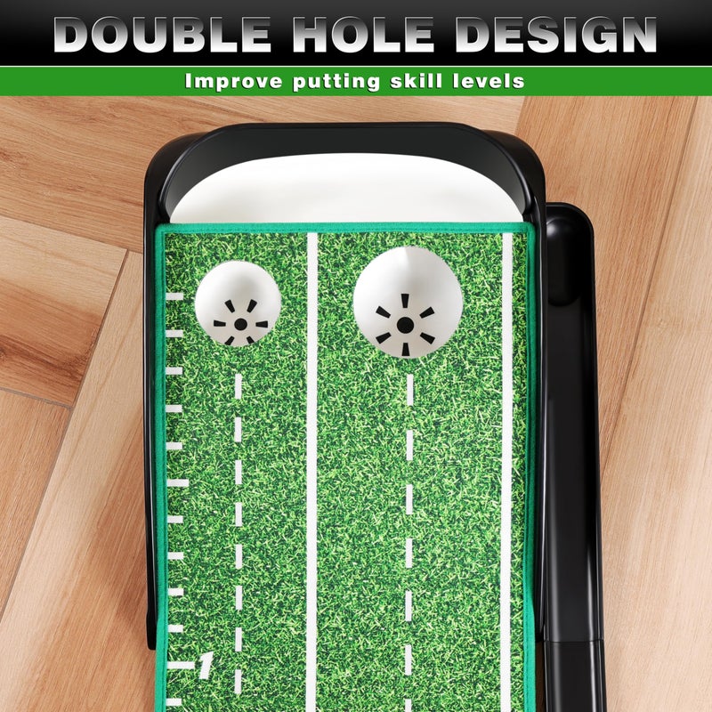 CHAMPKEY Premium Golf Putting Green Indoor with 3 Golf Putting Gates - Improves Putting Accuracy and Skill Levels Golf Putting Mat - Ideal for Indoor and Outdoor Training(Dual Hole - Plastic) - Image 2