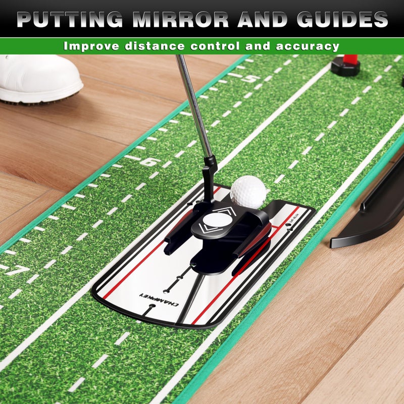 CHAMPKEY Premium Golf Putting Green Indoor with 3 Golf Putting Gates - Improves Putting Accuracy and Skill Levels Golf Putting Mat - Ideal for Indoor and Outdoor Training(Dual Hole - Plastic) - Image 5