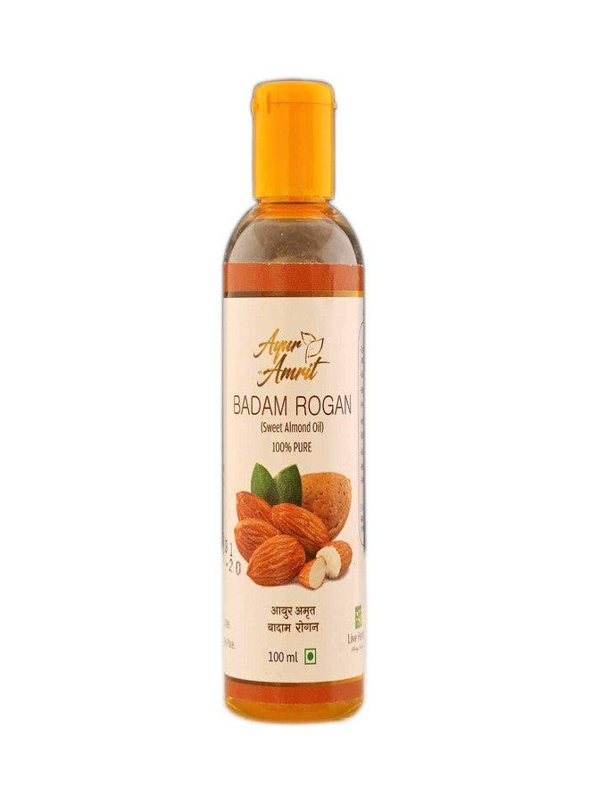 Ayur Amrit 100% Pure Badam Rogan Sweet Almond Oil Combo Pack Of 2 (2x100ML) - Natural Organic Almond Oil for Face, Hair, Skin, Beard, Lips & Nails Care - Unscented - Image 2