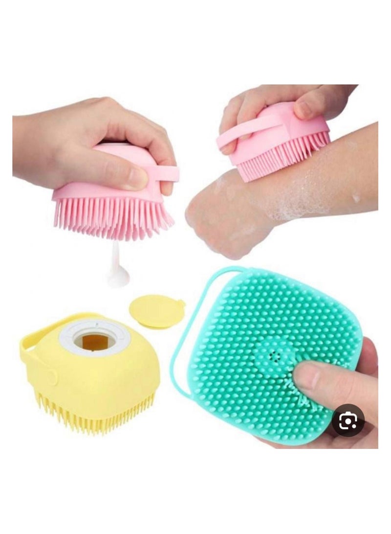 Silicone Massage Bath Brush with Multi Colored Soap Tank - Image 1