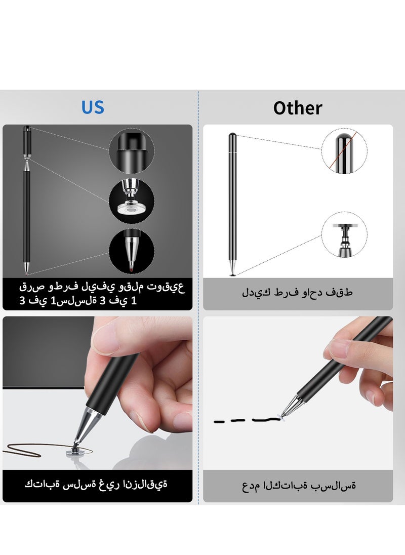 ARCHAEOPTERYX - Stylus for iPad, Stylus Magnetic Disc Universal Stylus Pens Touch Screens for Apple/iPhone/iPad pro/Mini/Air/Android/Microsoft/Surface All Capacitive Touch Screens - Black - Image 1