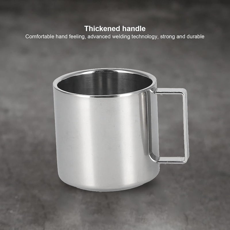 comfrt 3PCS/Set Insulated Coffee Cup Set Stainless Steel Double Walled Mugs Milk Tea with Saucer Spoon Cups for Coffee, Latte,Tea, Mug Great Cappuccino Gift Idea Handle (European double layer suit-280ML) - Image 3