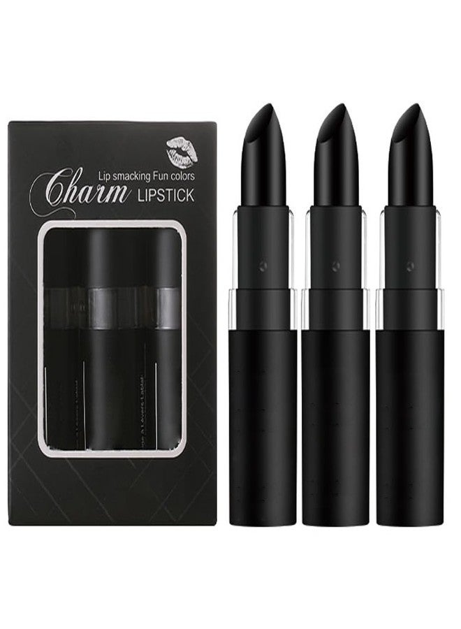 BEUKING 3Pcs Matte Velvety Lipstick Set, Face Painting Stick, Lightweight Matte High Pigment Smooth Non-Smudge Lip Gloss for Daily Halloween Festival Lip Face Make Up (01# 3Pcs Black) - Image 1