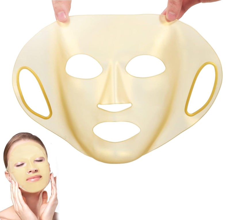TLISMI Silicone Sheet Mask Cover Reusable Moisturizing Facial Mask Cover For Sheet Mask Sheet Mask Holder For Slow Down The Evaporation Of Mask Essence Face Beauty Tool-Golden, 1 Count - Image 1
