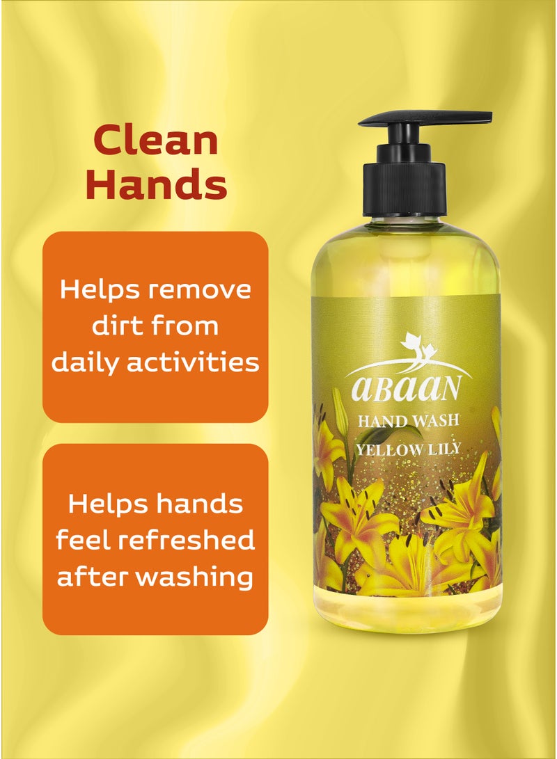 ABAAN - Hand Wash Yellow Lily, 500ml (Pack of 2) | Radiant Floral Hand Wash | Liquid Hand Wash | Made in UAE - Image 4