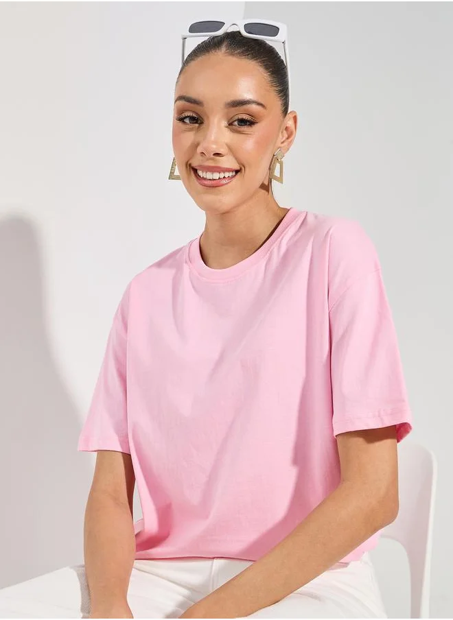 Styli Oversized Plain Dropped Shoulder T-Shirt