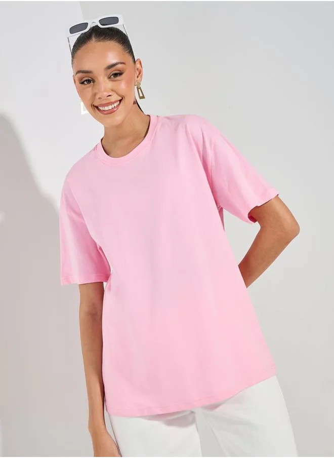 Styli Oversized Plain Dropped Shoulder T-Shirt