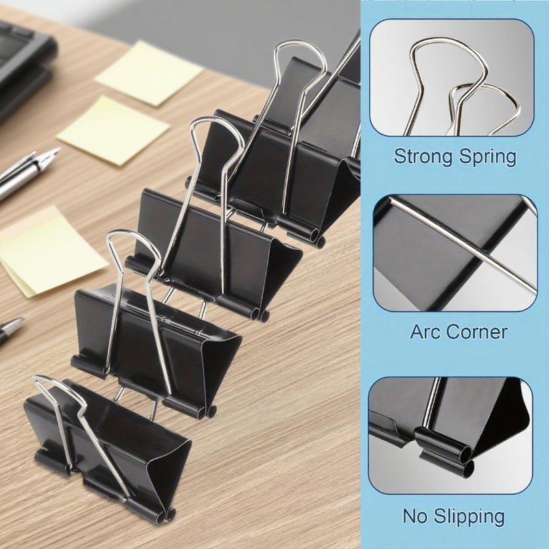 12 Black Heavy Duty Extra Large Binder Clips 1.22 Inch Metal Paper Clips - Image 2