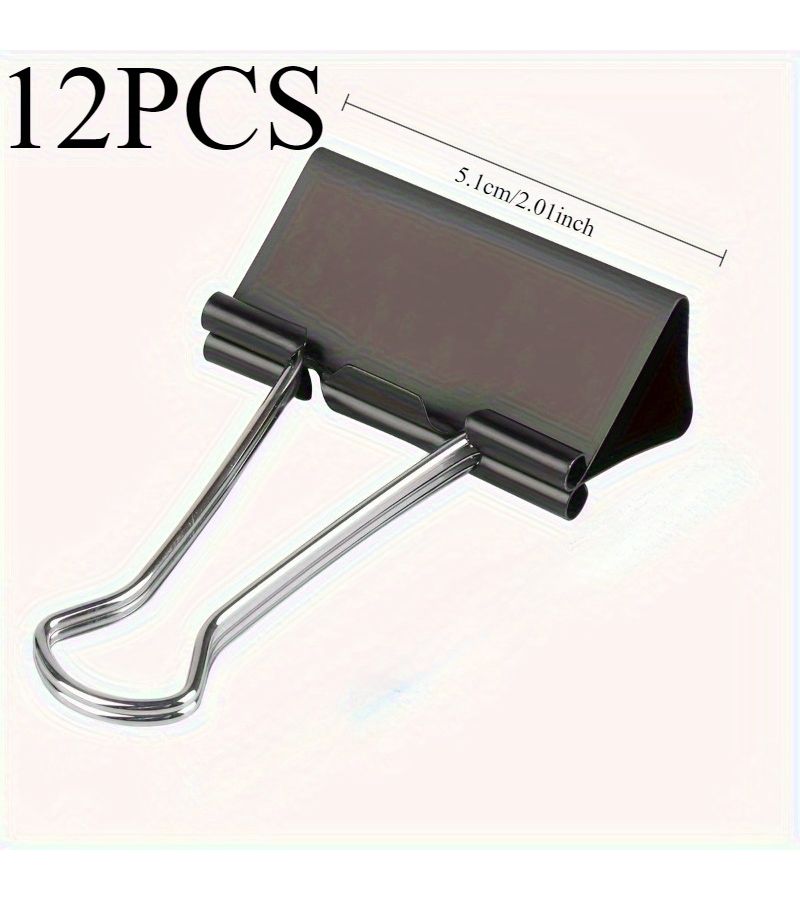 12 Black Heavy Duty Extra Large Binder Clips 1.22 Inch Metal Paper Clips - Image 4