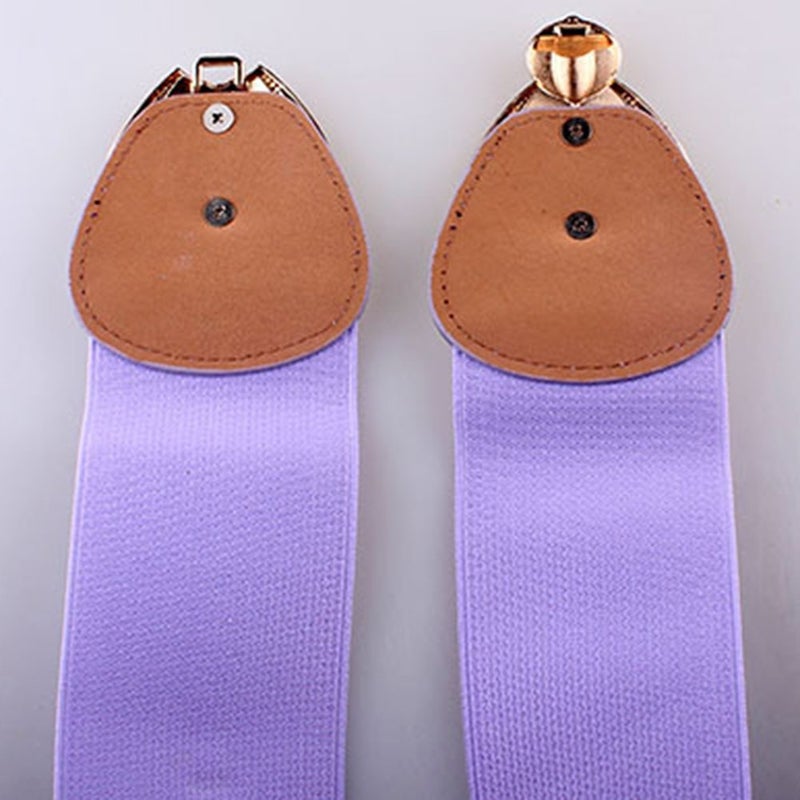 X&F Women's Elegant PU Bowknot Stretch Wide Belt Dress Decorative Waistbelts Light Purple - Image 3