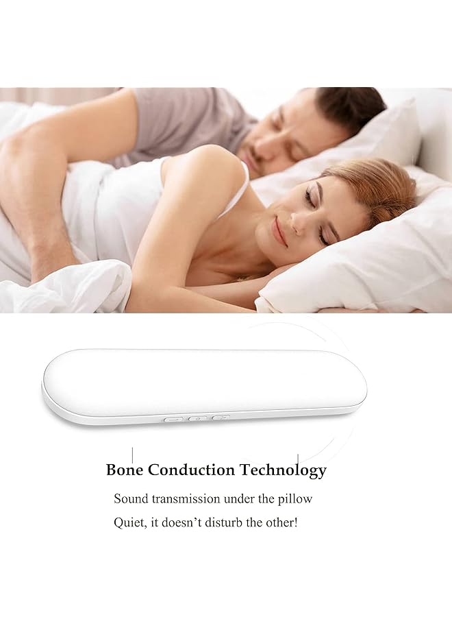 إيروريكس سماعة وسادة ستيريو توصيل العظام بلوتوث لاسلكية موسيقى سماعات نوم جهاز ضوضاء بيضاء للنوم الجانبي للبالغين والأطفال متوافق مع Ios Android Windows أبيض - Image 4