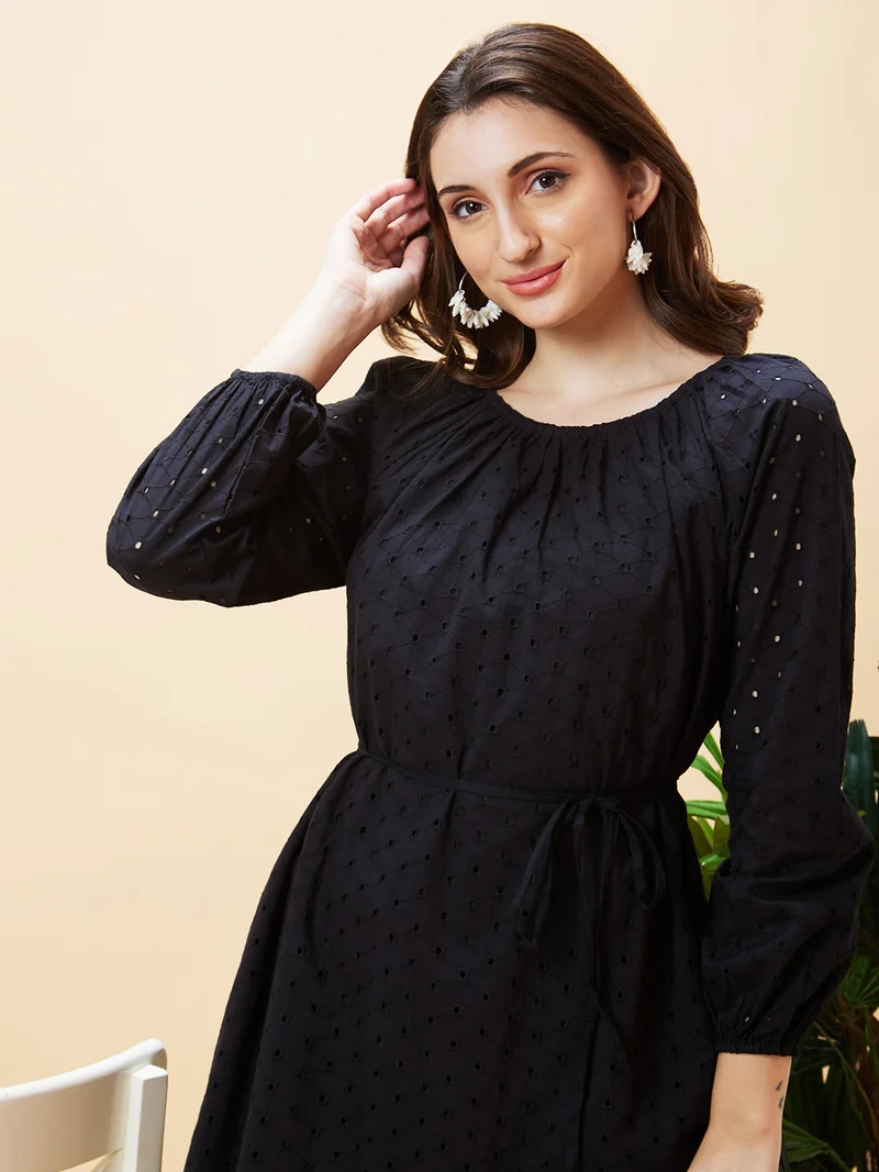 جلو باص فستان جلوبس نسائي قطن بتصميم ذاتي وأكمام منفوشة