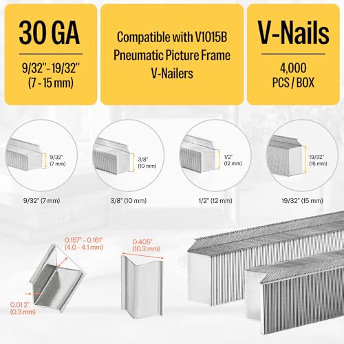 meite V1010 Hard Wood Type 10.3mm Diameter V Nails 10mm Length 3/8-In for Picture Frame Joiner V1015B V-Nailer Joining Gun 4000 PCS/Box - Image 2