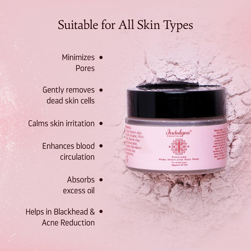 Indulgeo Essentials Pore Minimizing Detan Face Pack Pore Tightening Deep Cleansing Healing Clay Mask For Smooth and Radiant Skin It Helps to Reduce Acne Blackheads 30gm - Image 4