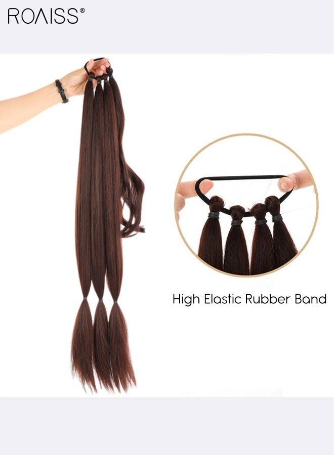 roaiss DIY Ponytail Extension, 80 cm Long Braided Ponytail Extension with Hair Band Elastic Rubber Wrap Around, Natural Soft Synthetic Hair Piece for Women Party Daily Wear (Dark Brown) - Image 4