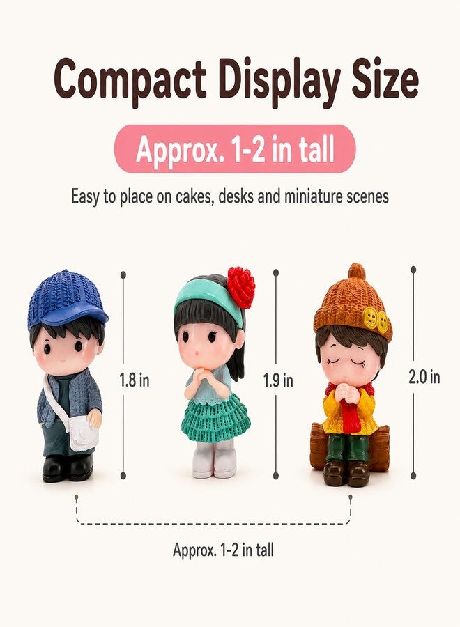 HYSTYLE 12Pcs Mini Boy and Girl Statue Dollhouse Couple People Figures Fairy Garden Figurines Cake Toppers for Micro Landscape Home Office Desktop Ornaments - Image 2