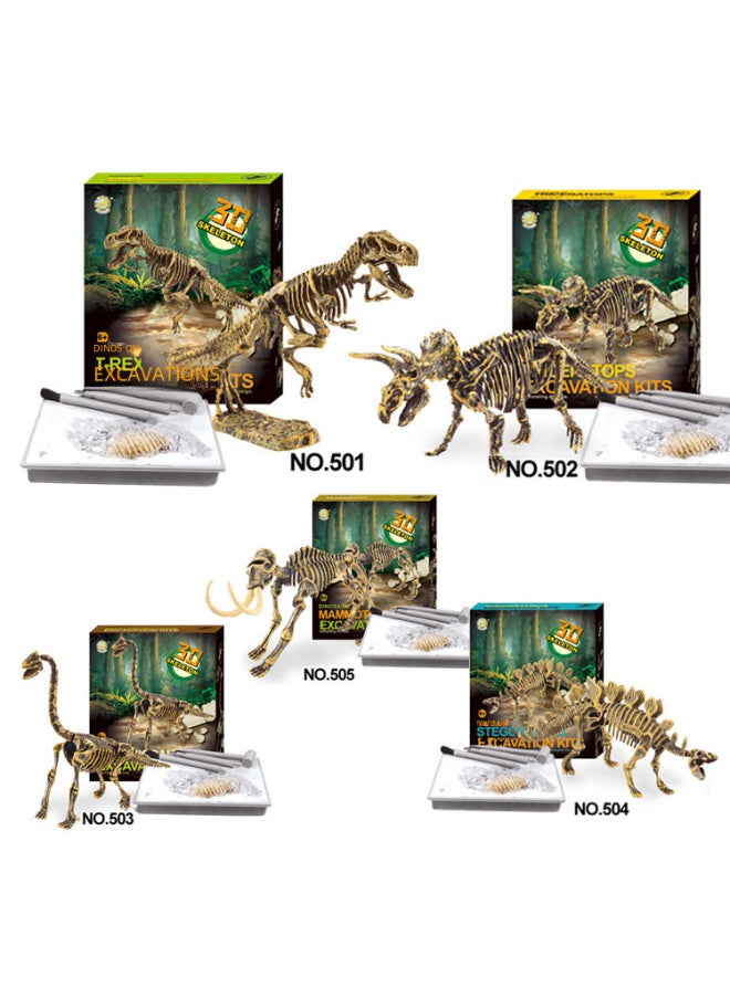 Archaeological Dinosaur Digging Fossil Toy DIY Assembled Dinosaur Skeleton Boy Jinmeida Archaeological Fossil-Color:504 Stegosaurus  - Image 2