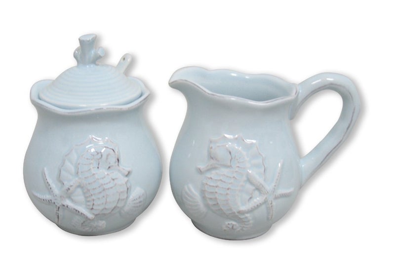 Bluesky Blue Sky Ceramic Seahorse Sugar and Creamer Set 695727B