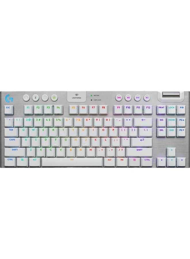 G لوغيتك (جي) G915 X لايت سبيد Tkl لوحة مفاتيح ألعاب منخفضة الارتفاع (أبيض-T) مفتاح بني (شعور فقرة طفيف، مفتاح عالمي) - Image 2